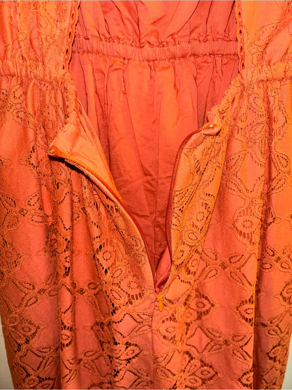 Pamela Love Terracotta Lace Eyelet Square Neck Midi Dress - Picture 4 of 8